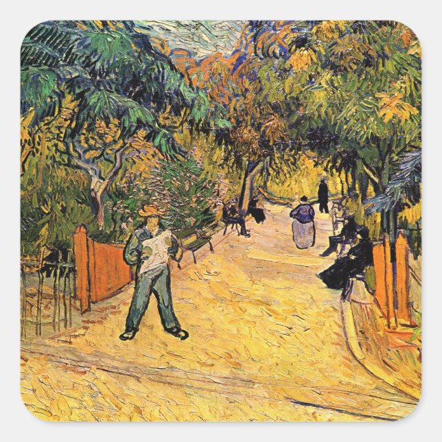 Vincent van Gogh - Entrance to Public Park, Arles Square Sticker (Front)