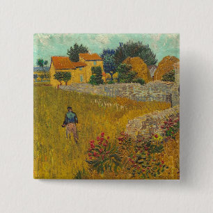 Vincent van Gogh   Farmhouse in Provence, 1888 2 Inch Square Button