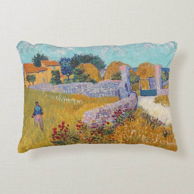 Vincent van Gogh - Farmhouse in Provence Accent Pillow (Front)