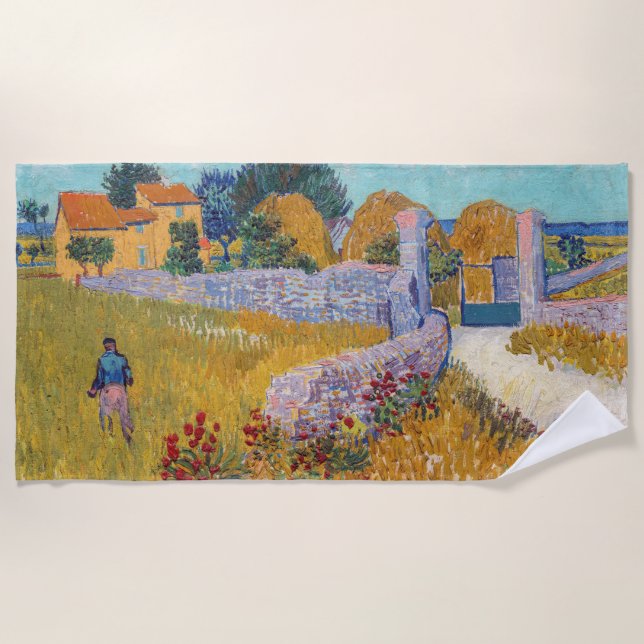 Vincent van Gogh - Farmhouse in Provence Beach Towel (Front)
