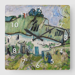 Vincent van Gogh - Farmhouse with Two Figures Square Wall Clock