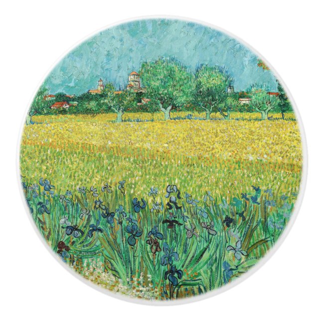 Vincent van Gogh - Field with Irises near Arles Ceramic Knob (Front)