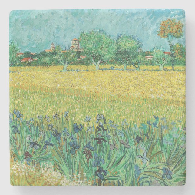 Vincent van Gogh - Field with Irises near Arles Stone Coaster (Front)