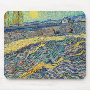 Vincent van Gogh - Field with plowing farmers Mouse Pad