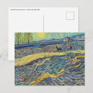 Vincent van Gogh - Field with plowing farmers Postcard
