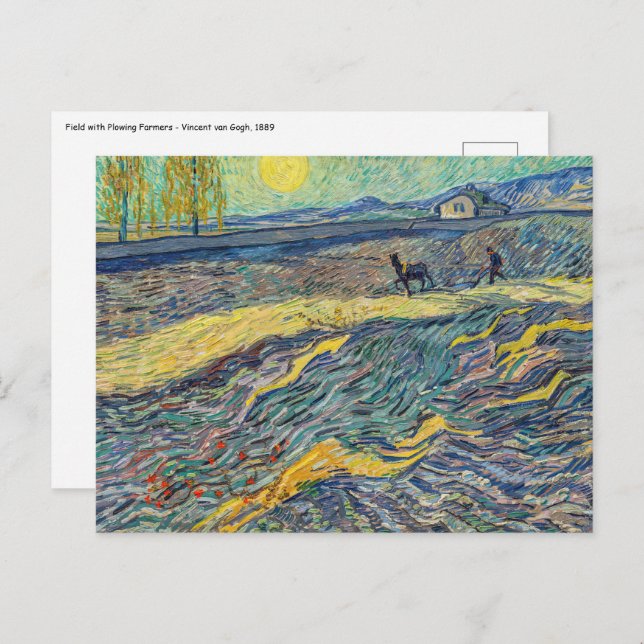 Vincent van Gogh - Field with plowing farmers Postcard (Front/Back)