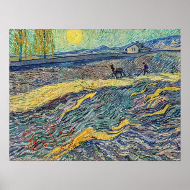 Vincent van Gogh - Field with plowing farmers Poster (Front)