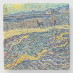 Vincent van Gogh - Field with plowing farmers Stone Coaster