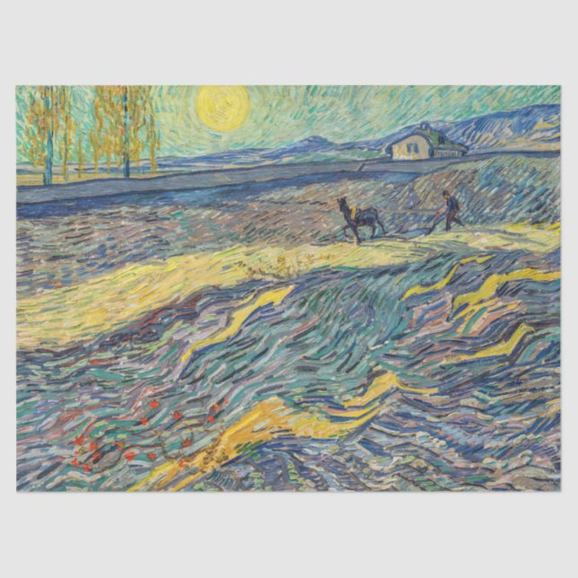 Vincent van Gogh - Field with plowing farmers Tissue Paper (Front)