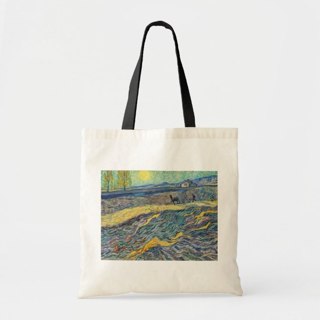 Vincent van Gogh - Field with plowing farmers Tote Bag (Front)