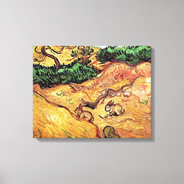 Vincent Van Gogh - Field With Two Rabbits Fine Art Canvas Print (Front)