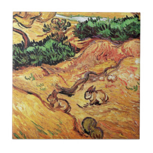 Vincent Van Gogh - Field With Two Rabbits Fine Art Tile