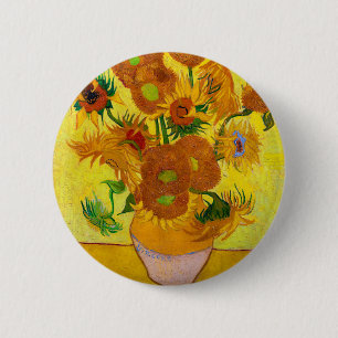 Vincent Van Gogh Fifteen Sunflowers In a Vase Art 2 Inch Round Button