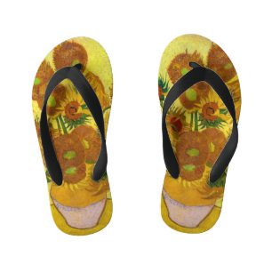 Vincent Van Gogh Fifteen Sunflowers In a Vase Art Kid's Flip Flops