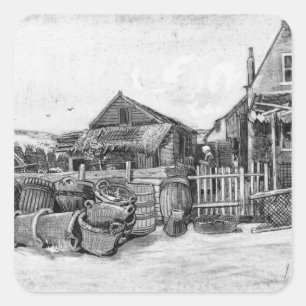 Vincent van Gogh   Fish drying barn, Scheveningen Square Sticker