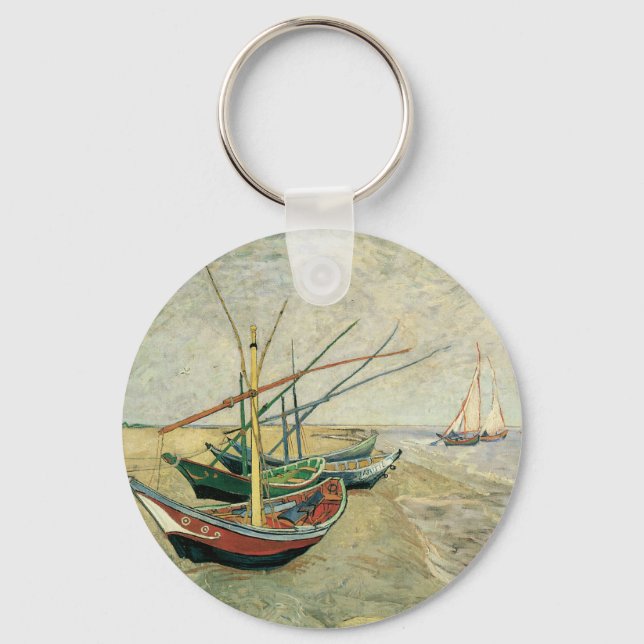 Vincent van Gogh - Fishing Boats on the Beach Keychain (Front)