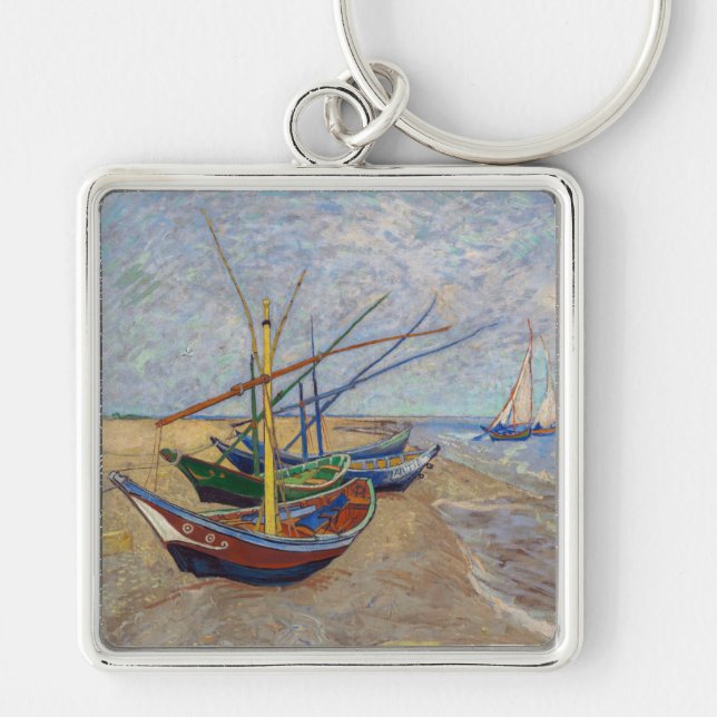 Vincent van Gogh - Fishing Boats on the Beach Keychain (Front)