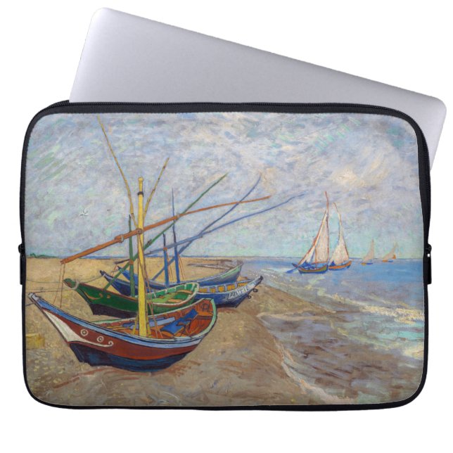 Vincent van Gogh - Fishing Boats on the Beach Laptop Sleeve (Front)