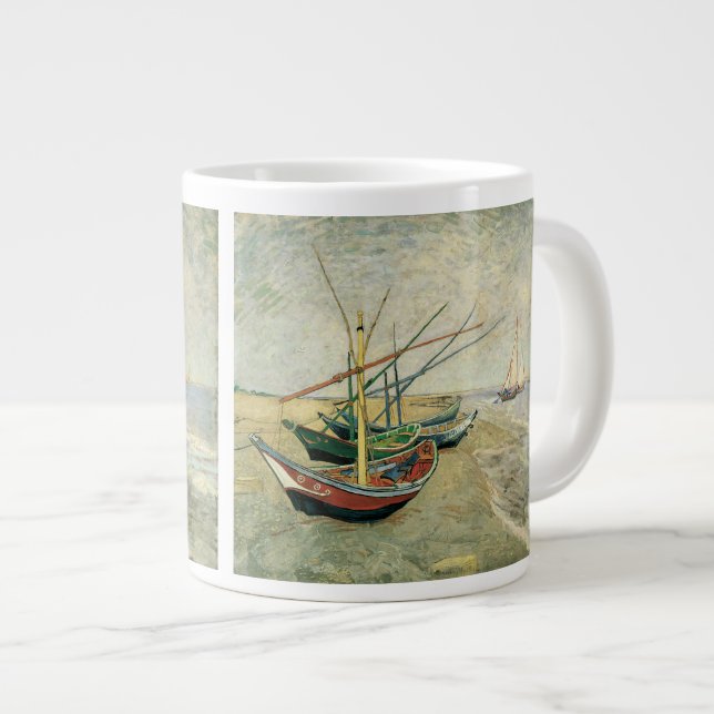 Vincent van Gogh - Fishing Boats on the Beach Large Coffee Mug (Front Right)