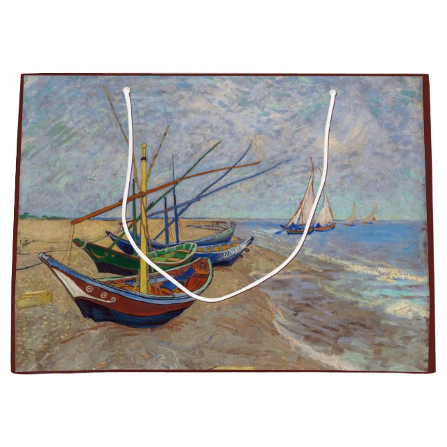 Vincent van Gogh - Fishing Boats on the Beach Large Gift Bag (Front)