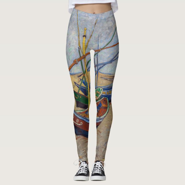 Vincent van Gogh - Fishing Boats on the Beach Leggings (Front)
