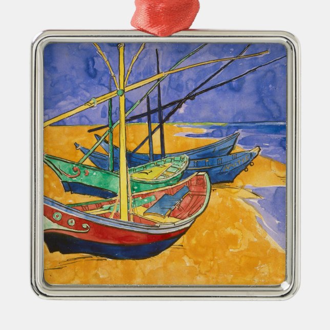 Vincent van Gogh | Fishing Boats on the Beach Metal Ornament (Front)