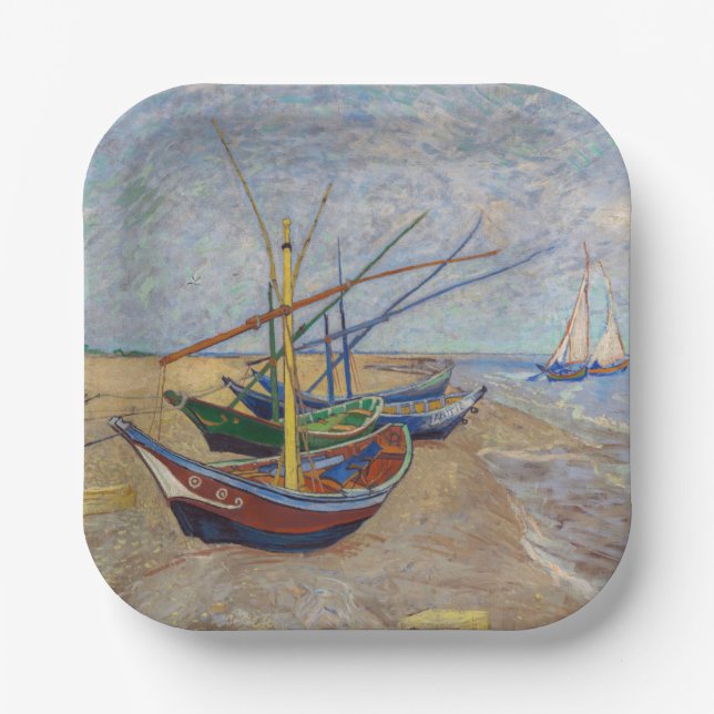 Vincent van Gogh - Fishing Boats on the Beach Paper Plate (Front)