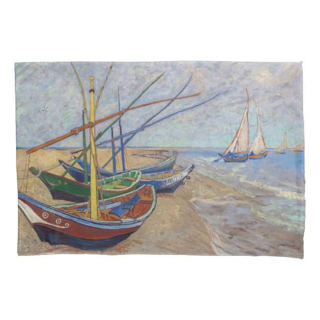 Vincent van Gogh - Fishing Boats on the Beach Pillowcase (Front)