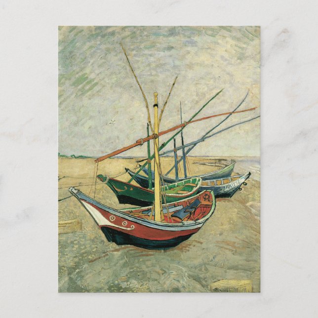 Vincent van Gogh - Fishing Boats on the Beach Postcard (Front)