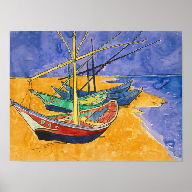 Vincent van Gogh | Fishing Boats on the Beach Poster (Front)