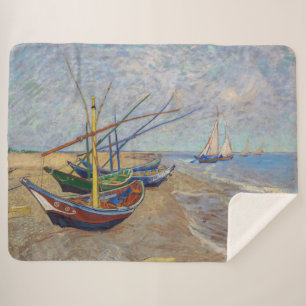 Vincent van Gogh - Fishing Boats on the Beach Sherpa Blanket