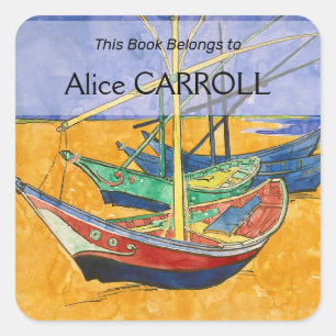 Vincent van Gogh - Fishing Boats on the Beach Square Sticker
