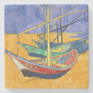 Vincent van Gogh - Fishing Boats on the Beach Stone Coaster