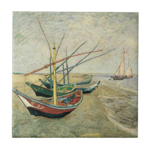 Vincent van Gogh - Fishing Boats on the Beach Tile