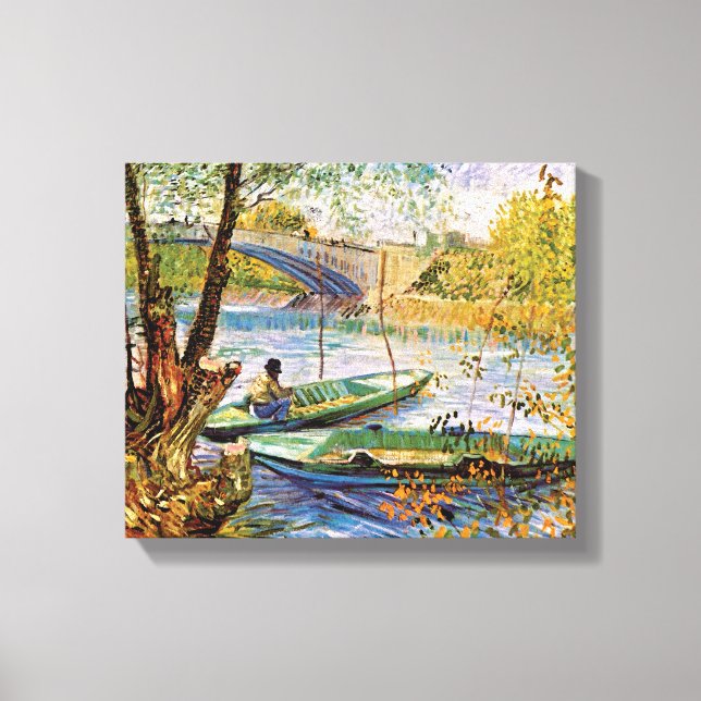Vincent Van Gogh - Fishing In Spring Fine Art Canvas Print (Front)