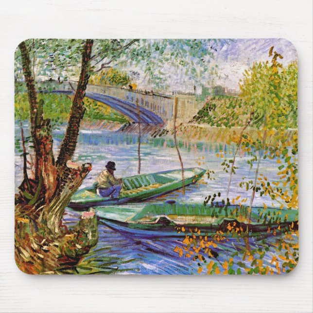 Vincent Van Gogh - Fishing In Spring Mouse Pad (Front)