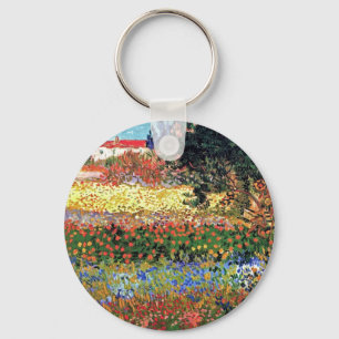 Vincent Van Gogh - Flowering Garden Fine Art Keychain