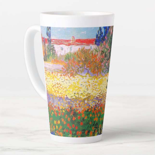 Vincent Van Gogh Flowering Garden Latte Mug (Left Angle)