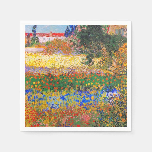 Vincent Van Gogh Flowering Garden Napkin (Front)