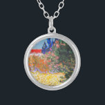 Vincent Van Gogh Flowering Garden Silver Plated Necklace<br><div class="desc">Necklace featuring Vincent van Gogh’s oil painting Flowering Garden (1853-1890). Flowers of magnificent colours—blue,  red,  yellow,  orange—decorate a dreamy garden. The best gift for lovers of Post-Impressionism and Dutch art collectors!</div>