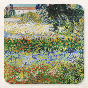 Vincent van Gogh - Flowering Garden Square Paper Coaster