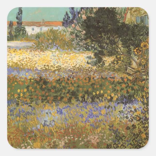 Vincent van Gogh - Flowering Garden Square Sticker (Front)