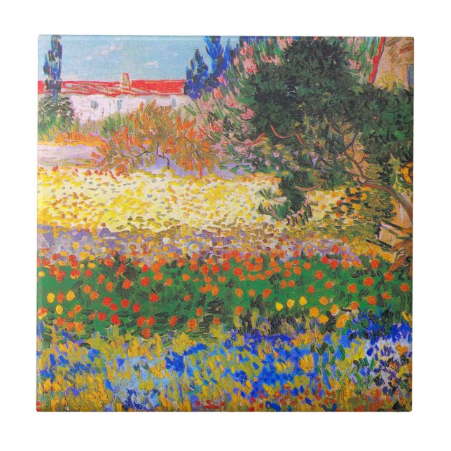 Vincent Van Gogh Flowering Garden Tile (Front)