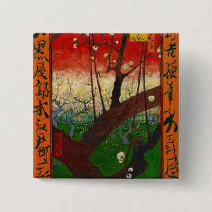 Vincent van Gogh - Flowering Plum Tree 2 Inch Square Button