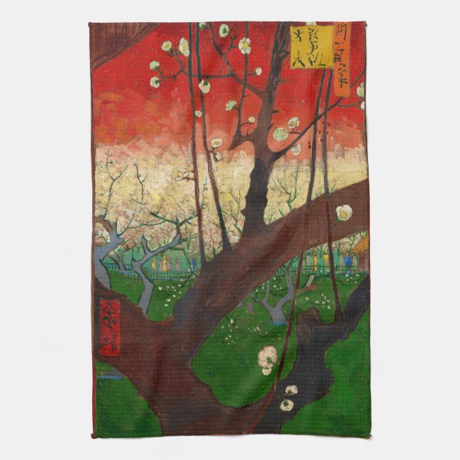 Vincent van Gogh - Flowering Plum Tree Kitchen Towel (Vertical)