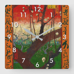 Vincent van Gogh - Flowering Plum Tree Square Wall Clock