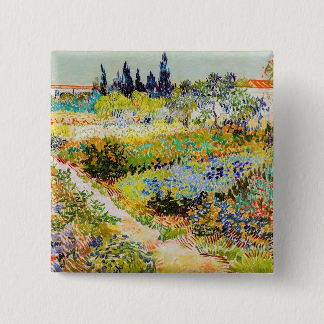 Vincent van Gogh - Garden at Arles 2 Inch Square Button (Front)