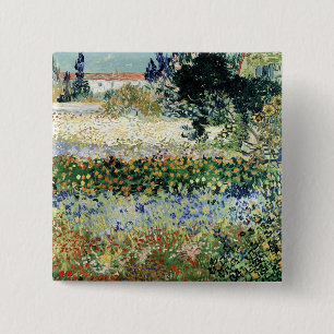 Vincent van Gogh Garden in Bloom, Arles, 1888 2 Inch Square Button