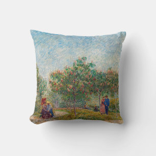 Vincent van Gogh - Garden in Montmarte with Lovers Throw Pillow