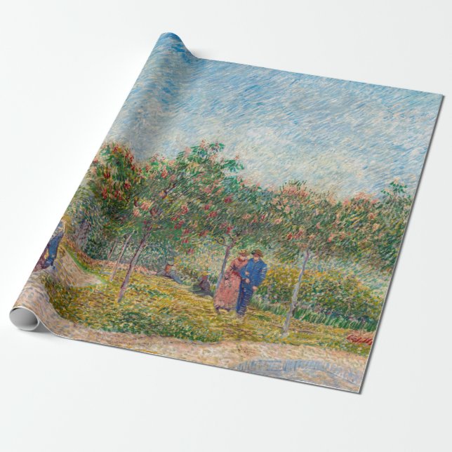 Vincent van Gogh - Garden in Montmarte with Lovers Wrapping Paper (Unrolled)